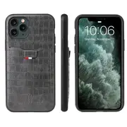 For iPhone 11 Pro Case Crocodile Pattern PU Leather Wallet Cover Gray