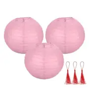 3 Pcs Pink Round Paper Lanterns 10 Inch Paper Lantern Party Decorations