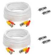 2 x 50FT Video Power Cable BNC DC Security Camera RCA DVR Cord for CCTV White