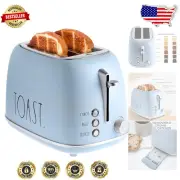 Retro Rounded Toaster in Baby Blue - 6 Browning Levels, Easy Clean Design