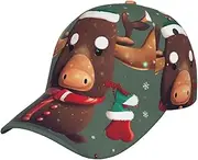 [SDEGTHO] Funny Christmas Moose Head Printing Summer Baseball Cap Golf Dad Hat Adjustable Classic Hat Unconstructed Cap Men Women