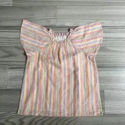 NWT Crewcuts Striped Flutter Sleeve Top In Linen Blend Large
