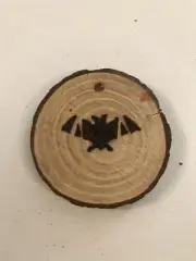 2.5” Hand Burned Pyrography Ornament “Bat” Vector Bargain Bin -has Flaws See Pic