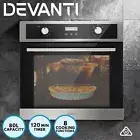 Devanti 80L Built-in Wall Oven Electric Kitchen Cooker 8 Function Timer S/Steel