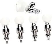 CORHAD 5Pcs Banjo Tuning Pegs Set Durable Machine Heads with Plastic Buttons Easy Installation Includes Threaded Bushings Spacers for Acoustic Banjo Parts