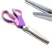 5MM Pinking Shears for Fabric, Stainless Steel Handled Professional Dressmaking Sewing Scissors Zig Zag Fabric Craft Scissors (Sawtooth Purple)