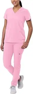 [Adar Uniforms] Adar Addition Go-Basic Scrub Set for Women - Slim V-Neck Scrub Top & Skinny Cargo Scrub Pants