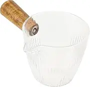 OSALADI Small Milk Cup Wood Handle Heatproof Glass Perfect for Coffee Tea Versatile Pitcher