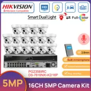 Hikvision 16CH Dual Light Outdoor Security CCTV System 5MP IR+ColorVu POE Camera