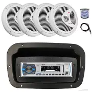 Pyle Marine Radio, Spa Bezel,Adapter, Antenna,Wire, 4x 6.5" 150W White Speakers