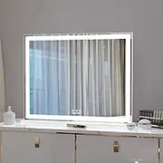ANYHI Vanity Mirror with Lights, 72cm Big Hollywood Mirror, Makeup Mirror with LED Lights, Tabletop Vanity Mirror with 1x/10x Double Sided Magnifying Mirror, 3 Light Modes, Smart Touch Control, White