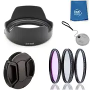 Petal Flower Lens Hood Shade For Canon 24mm 28mm F2.8 IS USM EW-65B + Filters