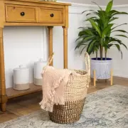 Northlight 14.5" Natural Woven Seagrass Wicker Storage Basket with Handles