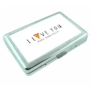 Pizza Love Em3 Silver Metal Cigarette Case RFID Protection Wallet