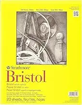 Strathmore 300 Series Bristol Paper Pad, Vellum, Tape Bound, 11x14 inches, 20 Sheets (100lb/270g) - Artist Paper for Adults and Students - Charcoal, Pen and Ink, Marker, and Pastel