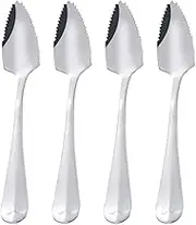 4 Pcs Grapefruit Spoon with Serrated Edge Stainless Steel Fruit Scraping Spoon Stainless Steel Serrated Spoon for Watermelon Citrus Fruits Kiwi Dessert Kitchen Usage
