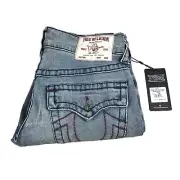 True Religion Geno Big T Flap Men Blue Relax Slim Light Chilly Wash Jeans Sz 30