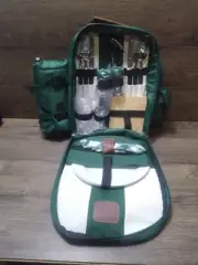 Picnic Plus Alpine 2 Place Set Maramot Green Backpack With Insulated Wine Cooler