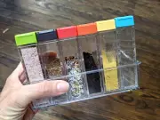 Spice Shaker Jars Plastic Seasoning Box Travel Condiment Storage Containers 6Pk