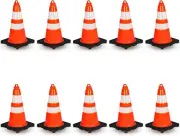 Pyle 18" PVC Cone - 10 Pieces High Visibility Structurally Stable