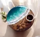 30" Made To Order Ocean Wave Resin Side Coffee Table Furniture Hallway Desk Deco