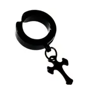 Fashion Rock Style Hypoallergenic Cross Shaped Titanium Steel Ear Clip Accessories Section 3 black cross