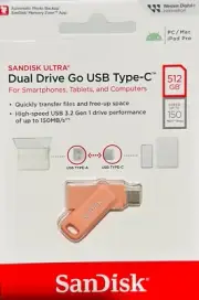 SanDisk 512GB Ultra Dual Type C&A USB3.2 Gen1 Read&Write on PC/Mac/iPad/phone