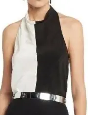 Sass & Bide NWT Black & Ivory Silk Halter Neck Top