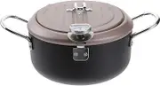 Ciieeo Japanese Style Fryer with Oil Filter Holder Deep Frying Pot with Detachable Thermometer for Cooking Tempura Fried Safe Easy Clean Up Cooking Tool