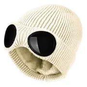 Men Women Chunky Beanie Hat Winter Warm Knitted Skull Cap Beige