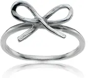 [Hoops & Loops] Sterling Silver High Polished Dainty Bow Tie Stackable Midi Ring