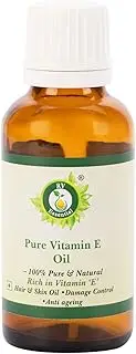 Vitamin E Oil | For Skin | For Face | For Hair | For Scars Removal | For Nails | For Body | For Massage | Unrefined | 100% Pure Natural | Rich in Vitamin E | 30ml | 1.01oz By R V Essential