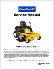 Cub Cadet RZT Zero Turn Mower Basic Service Manual 30 pages year 2004