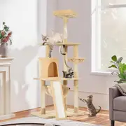 Advwin Cat Tree 157CM Multi-Level Cat Scratching Post Tower Scratcher Beige