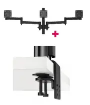 Atdec AWMS-3-13714 Triple Monitor Arms + 400mm Post / 12kg (26.5lb) Flat Screens, 10kg (22lb) Curved Screens + Heavy-Duty F Clamp Desk Fixing, Black AWMS-3-13714-H-B
