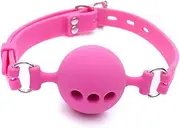 Mouth Ball Breathable Gag - Ball Gag Breathable Silicone Ball with Holes Open Mouth Gag Sex Toy for Fetish Lover (Pink)