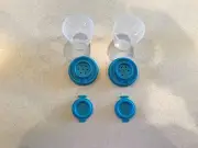 TUPPERWARE 1 SET OF NEW MINI SALT & PEPPER SHAKERS CLEAR BASE/AQUA BLUE SEAL