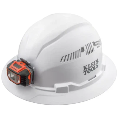 Klein Tools 60407R Hard Hat, Vented, Cap Style with Rechargeable Headlamp