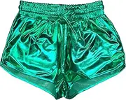 [lakiolins] Girls Metallic Shorts Sparkle Hot Pants Shiny Dance Outfits Atletic Short Pants