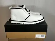 UGG Neumel Leather Chukka Boots Men's 10 White Black Wool Lined 1133777 Plush