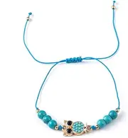 [IBOWZ] Crystal Bracelet Bead Bracelets Chakra Bracelet, 7 Chakra Natural Stone Beads Turquoise Adjustable Bangle Blue Owl Animal Pendant Jewelry Yoga Pray Charm Marine Theme Bracelet Women for Gift