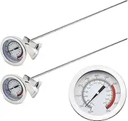 15" Turkey Fryer Thermometer with Pot Clip (2 Pack), 2" Dial Candy Thermometer for Frying, Deep Fryer for Cooking Tall Pots, Beef, Meat
