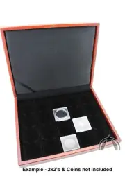 Wood Box for 20 2x2's (50mm x 50mm) and Quadrum Coin Holders - Mahogany Finish
