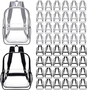 [Amylove] Clear Backpack Bulk Large Heavy Duty Transparent Backpack PVC Bookbag with Adjustable Straps for Work Sports Stadium