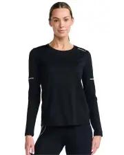 2XU Aero L/S Womens Running T-Shirt - Black/Silver Reflective - M