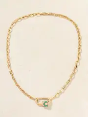 [Marla Aaron] Marla Aaron - Lock 14-karat Gold, Diamond And Emerald Necklace - One size One size Gold