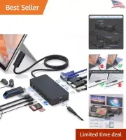 Versatile Surface Docking Station 12-in-1 Display HDMI VGA USB C Ethernet