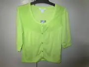 Girls Pumpkin Patch Lime Elbow sleeve Soft Button Top Size 11 NWT