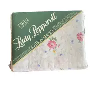 Vintage Lady Pepperell Cottage Core Floral Rosette Twin Flat No Iron Sheet NOS