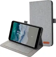 Tablet Cases Compatible with Nokia T20 Case, Flip Fold Stand Case Protective Fabric Print Cover with Auto Wake Sleep with Card Slots Tablet PC Case(Grey)